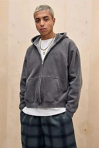 iets frans... Script Logo Washed Zip-Up Hoodie Sweatshirt