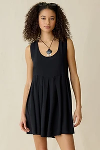 UO Popover Pleated Babydoll Mini Dress