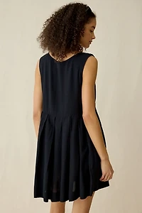 UO Popover Pleated Babydoll Mini Dress