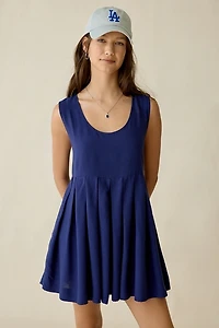 UO Popover Pleated Babydoll Mini Dress