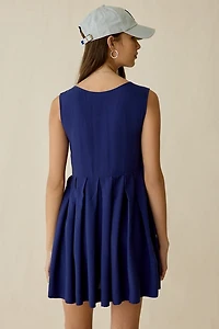 UO Popover Pleated Babydoll Mini Dress
