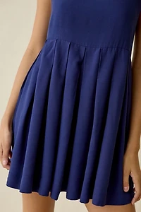 UO Popover Pleated Babydoll Mini Dress