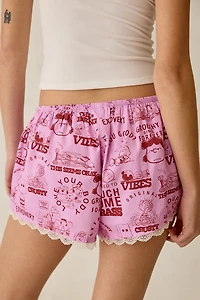 Peanuts UO Exclusive Lace Trim Boxer Shorties