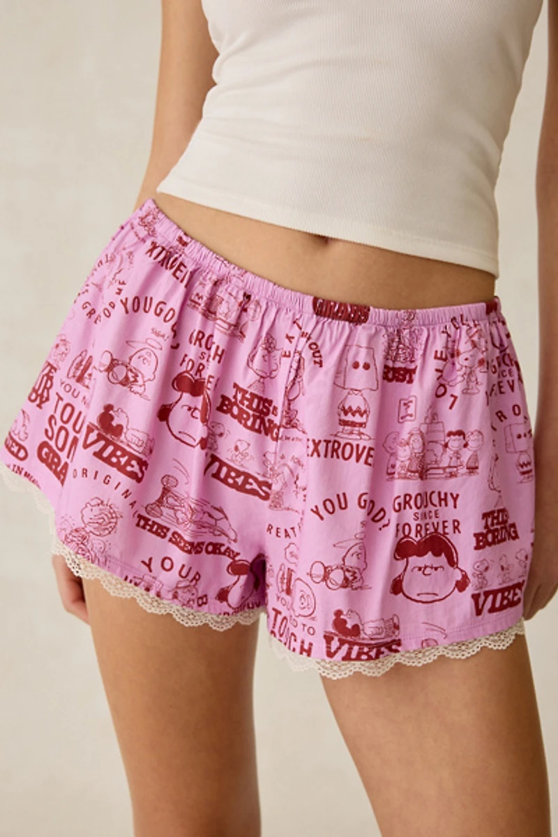 Peanuts UO Exclusive Lace Trim Boxer Shorties