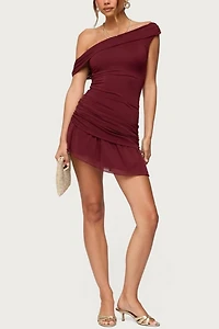 Edikted Gesibelle Off Shoulder Mesh Mini Dress