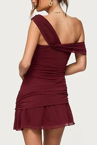 Edikted Gesibelle Off Shoulder Mesh Mini Dress