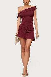 Edikted Gesibelle Off Shoulder Mesh Mini Dress