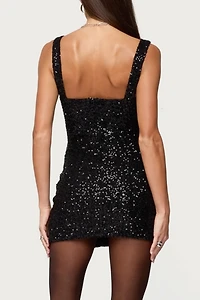 Edikted Julieta Sequin Slit Mini Dress