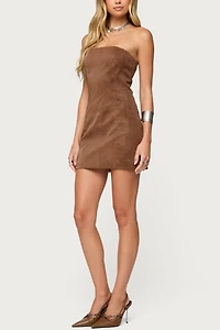Edikted Carina Strapless Faux Suede Mini Dress