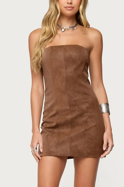 Edikted Carina Strapless Faux Suede Mini Dress