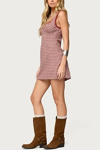 Edikted Clarren Lacey Gingham Mini Dress