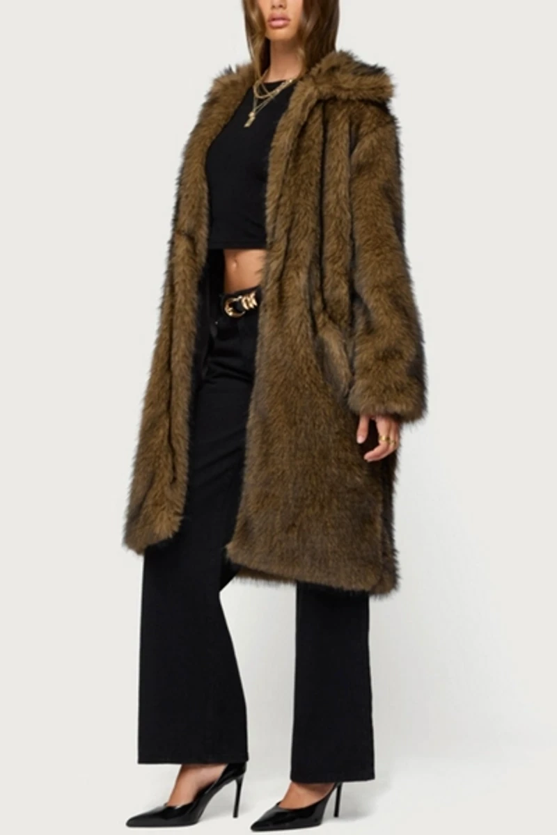 Edikted Saphira Oversized Faux Fur Maxi Coat