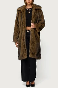 Edikted Saphira Oversized Faux Fur Maxi Coat