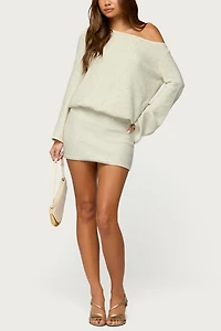 Edikted Off Shoulder Sequin Knit Mini Dress