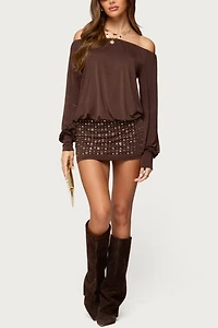 Edikted Studded Off Shoulder Backless Romper