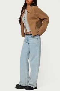 Edikted Memphis Studded Faux Suede Jacket