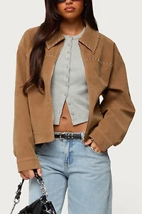 Edikted Memphis Studded Faux Suede Jacket