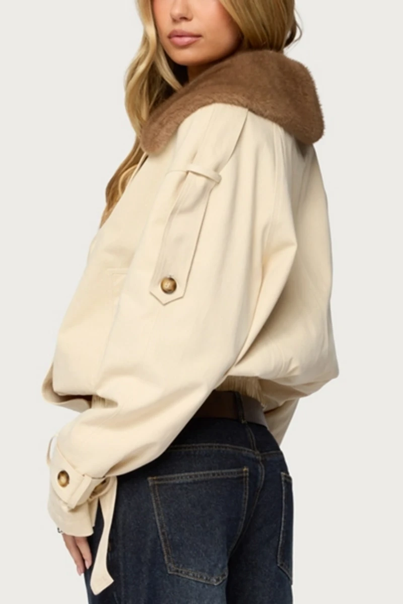 Edikted Detachable Faux Fur Trench Coat