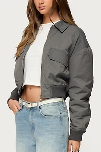 Edikted Dolan Ruched Oversized Bomber Jacket