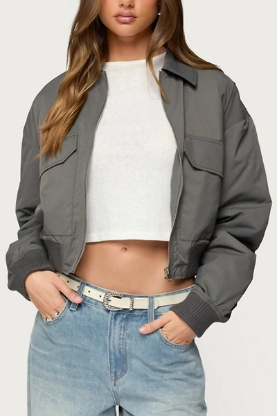 Edikted Dolan Ruched Oversized Bomber Jacket