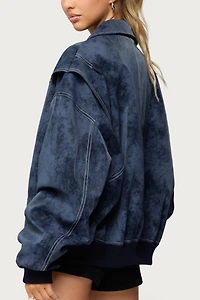 Edikted Ownley Oversized Faux Leather Bomber Jacket