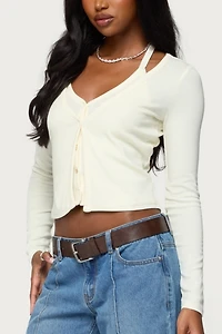 Edikted Cardigan & Halter Two Piece Knit Top