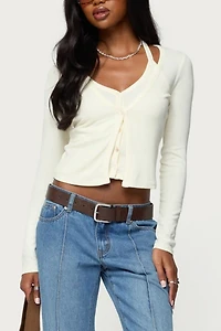 Edikted Cardigan & Halter Two Piece Knit Top