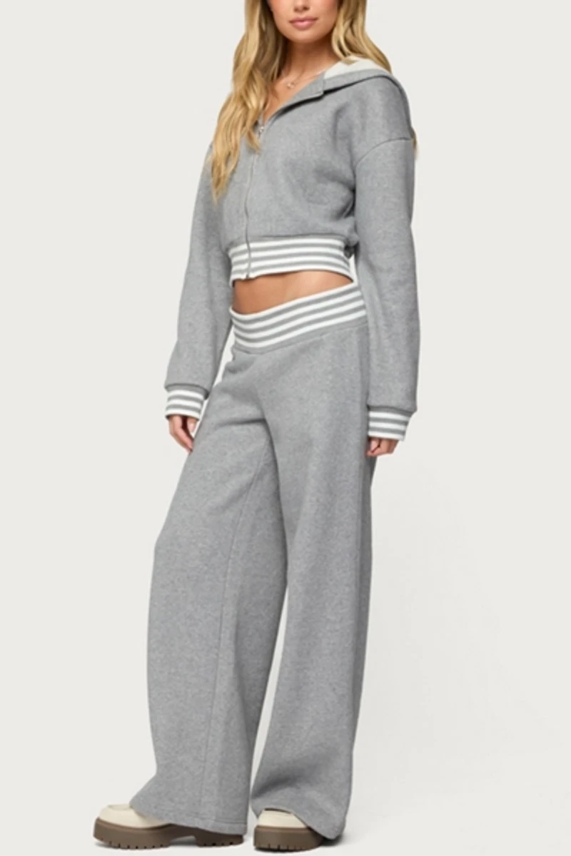 Edikted Eloura Stripey Zip Up Hoodie