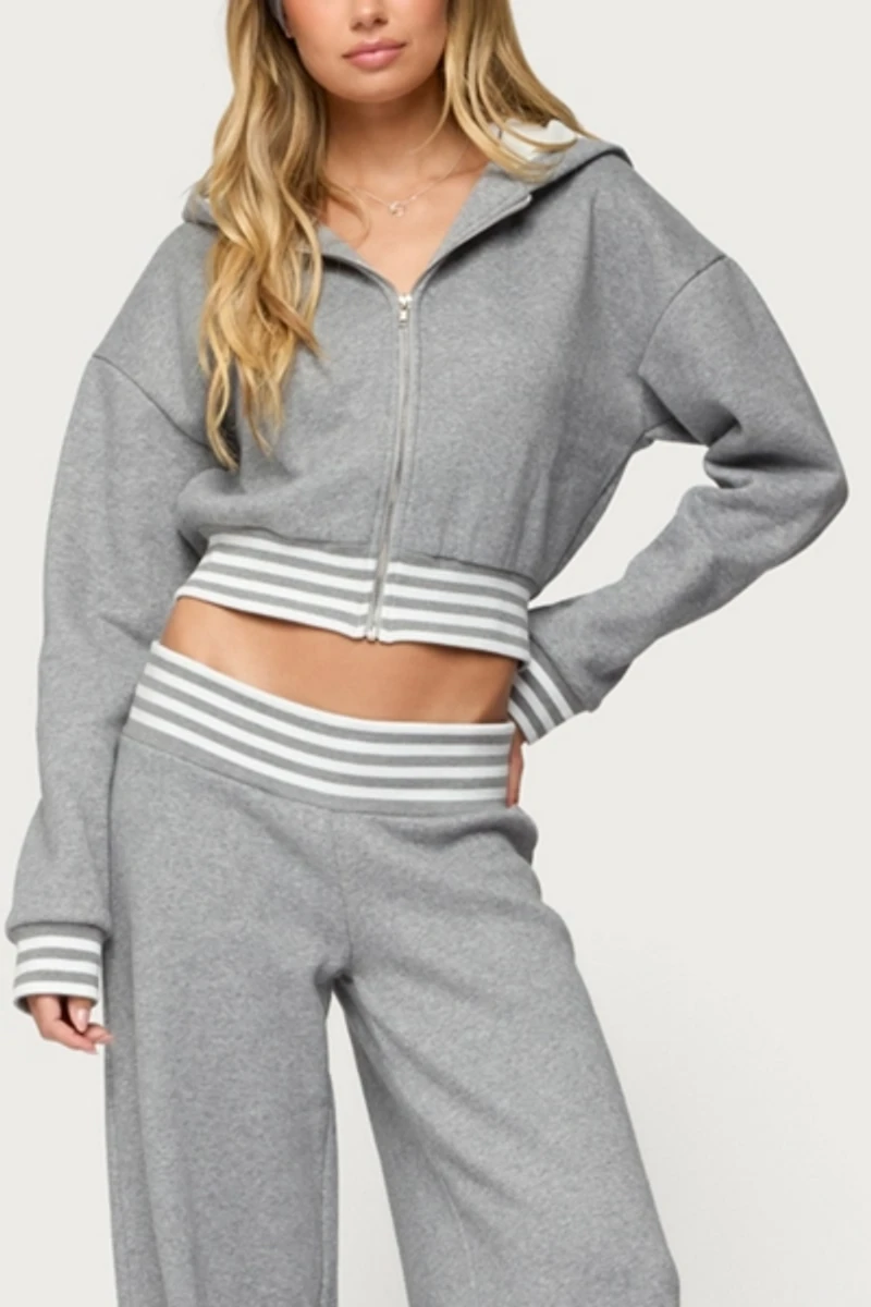 Edikted Eloura Stripey Zip Up Hoodie