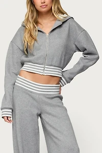 Edikted Eloura Stripey Zip Up Hoodie