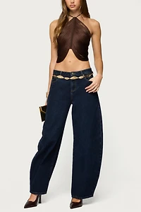 Edikted Hara Fringed Crisscross Backless Top