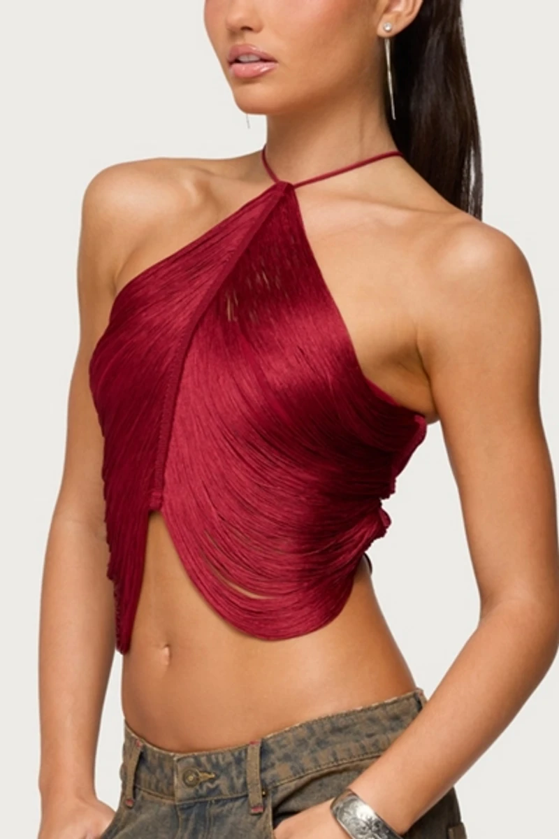 Edikted Hara Fringed Crisscross Backless Top