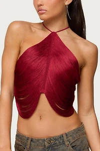Edikted Hara Fringed Crisscross Backless Top