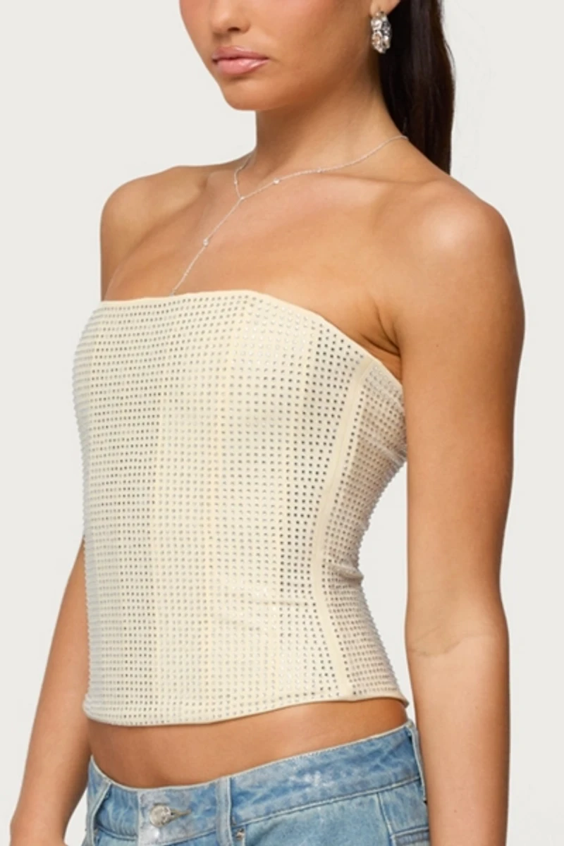 Edikted Vezza Strapless Rhinestone Corset