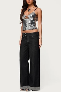 Edikted Rokko Cut Out Sequin Top