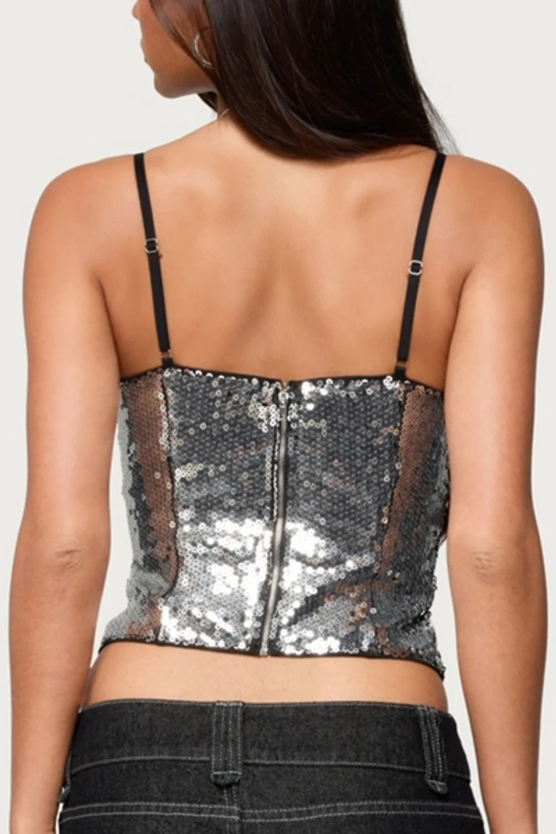 Edikted Rokko Cut Out Sequin Top