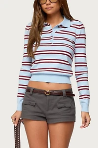 Edikted Brayden Striped Polo Sweater