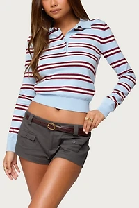 Edikted Brayden Striped Polo Sweater