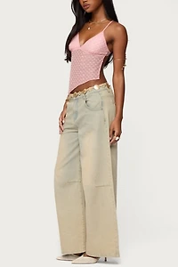 Edikted Beaded Mesh Asymmetric Backless Top