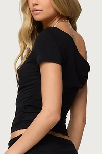 Edikted Halli Twisted Off Shoulder Top