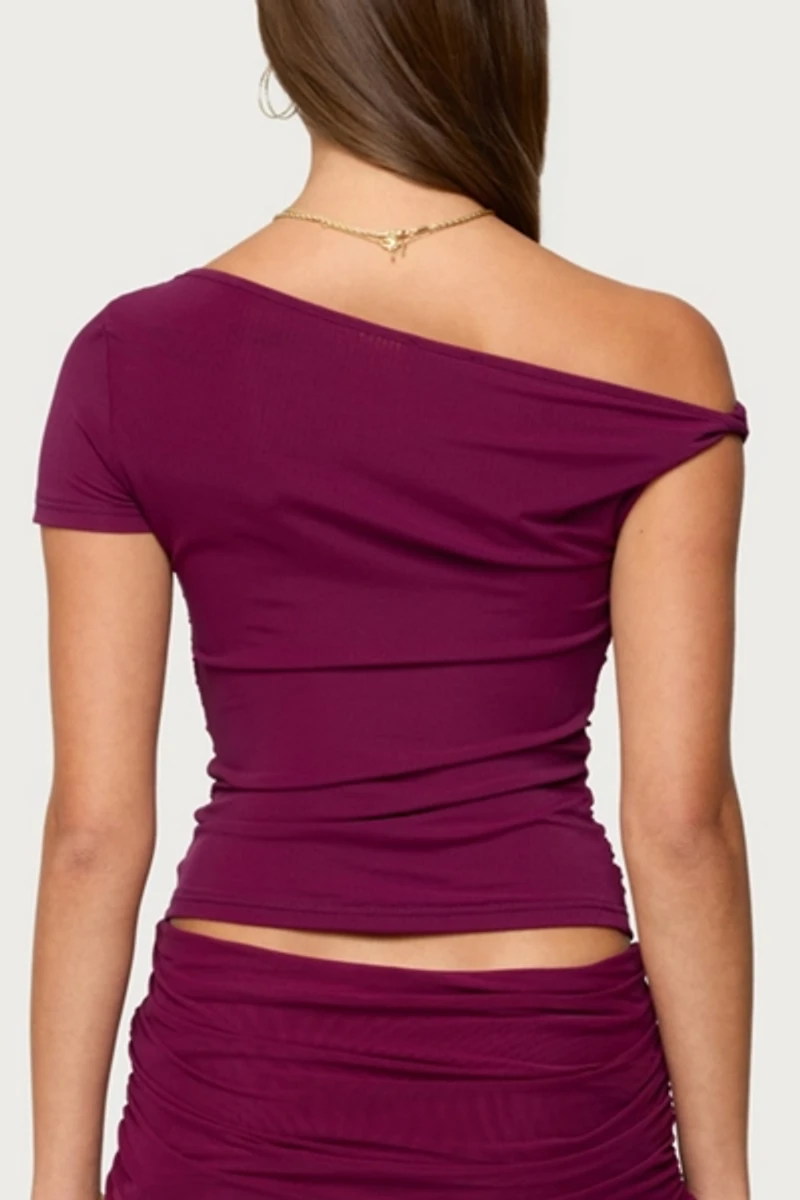 Edikted Halli Twisted Off Shoulder Top