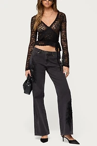 Edikted Rossa Beaded Low Rise Baggy Jeans