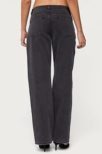 Edikted Rossa Beaded Low Rise Baggy Jeans