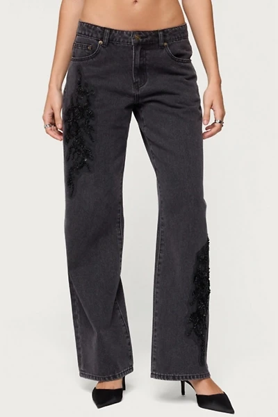 Edikted Rossa Beaded Low Rise Baggy Jeans