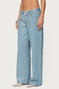 Edikted Jenney Shiny Low Rise Baggy Jeans