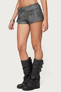 Edikted Houston Faux Leather Cargo Shorts