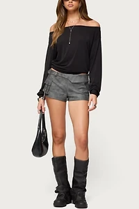 Edikted Houston Faux Leather Cargo Shorts