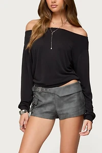 Edikted Houston Faux Leather Cargo Shorts