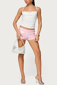 Edikted Lizzie Flower Sequin Micro Shorts