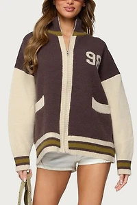 Edikted 98 Varsity Zip Up Sweater